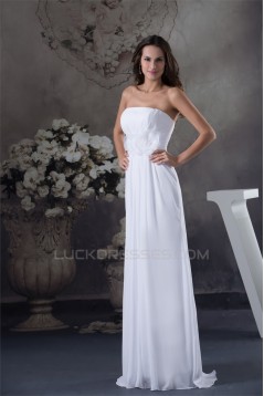 Sheath/Column Strapless Chiffon Wedding Dresses 2030334