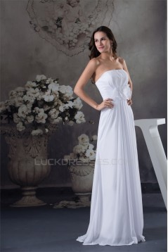 Sheath/Column Strapless Chiffon Wedding Dresses 2030334