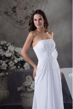 Sheath/Column Strapless Chiffon Wedding Dresses 2030334