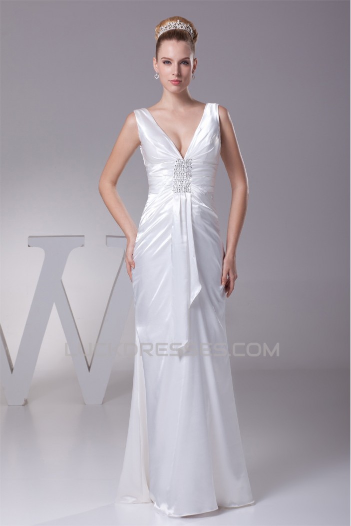 Sheath/Column V-Neck Sleeveless Wedding Dresses 2030340