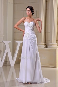 Sheath/Column New Arrival Chiffon Lace Beaded Wedding Dresses 2030343