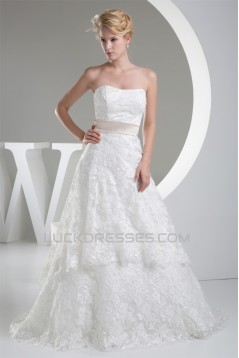 A-Line Satin Lace Silk like Satin Wedding Dresses with A Lace Jacket 2030348