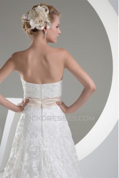 A-Line Satin Lace Silk like Satin Wedding Dresses with A Lace Jacket 2030348