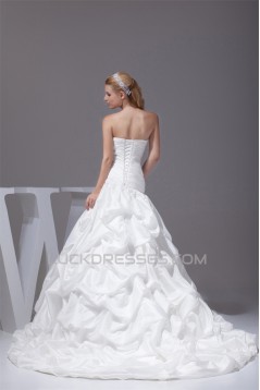 A-Line Strapless Satin Taffeta Sweet Wedding Dresses 2030355