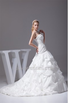 A-Line Strapless Satin Taffeta Sweet Wedding Dresses 2030355