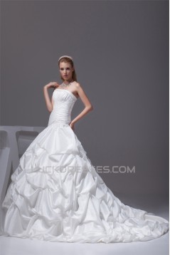 A-Line Strapless Satin Taffeta Sweet Wedding Dresses 2030355