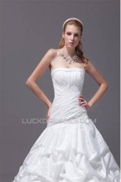 A-Line Strapless Satin Taffeta Sweet Wedding Dresses 2030355