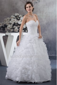 Sleeveless A-Line Sweetheart Satin Organza New Arrival Wedding Dresses 2030357