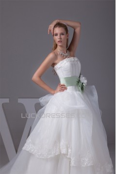Ball Gown Strapless Sleeveless Satin Organza Nettting New Arrival Wedding Dresses 2030359