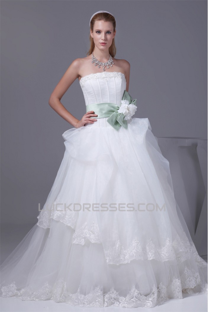 Ball Gown Strapless Sleeveless Satin Organza Nettting New Arrival Wedding Dresses 2030359