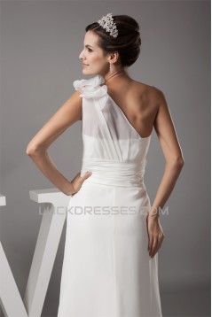 Sheath/Column Chiffon Silk like Satin New Arrival Wedding Dresses 2030361
