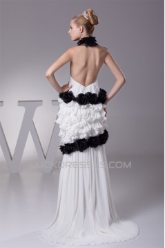 Sleeveless Halter Sheath/Column Chiffon Taffeta Silk like Satin New Arrival Wedding Dresses 2030369