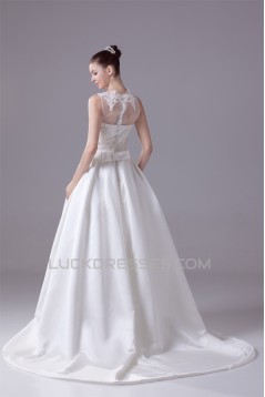 A-Line Sleeveless Satin Fine Netting Lace New Arrival Wedding Dresses 2030371