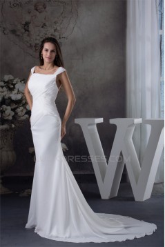 Sleeveless Mermaid/Trumpet Spaghetti Straps Chiffon Sweet Wedding Dresses 2030376