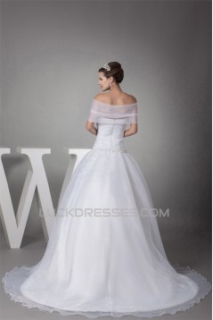 Sleeveless Portrait Satin Organza Princess New Arrival Wedding Dresses 2030379