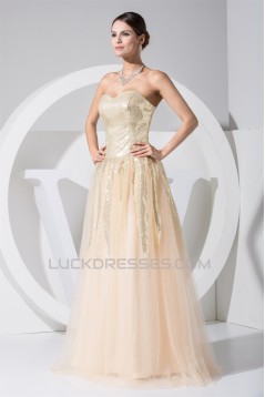 A-Line Sweetheart Sleeveless Satin Fine Netting Sequined Material Wedding Dresses 2030385