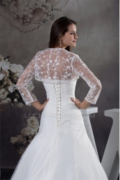 A-Line Strapless Sleeveless Satin Lace Organza Wedding Dresses 2030389