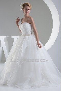 Ball Gown Sleeveless Satin Organza Sweetheart Wedding Dresses 2030394
