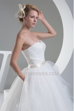 Ball Gown Sleeveless Satin Organza Sweetheart Wedding Dresses 2030394