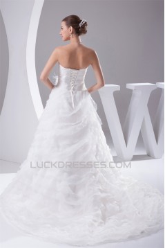Sleeveless Satin Organza Sweetheart A-Line Best Wedding Dresses 2030396