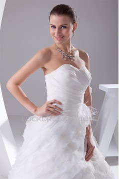 Sleeveless Satin Organza Sweetheart A-Line Best Wedding Dresses 2030396