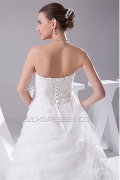 Sleeveless Satin Organza Sweetheart A-Line Best Wedding Dresses 2030396
