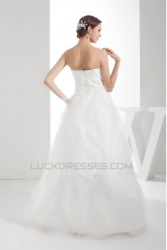 Sleeveless Satin Organza Sweetheart A-Line Sweet Wedding Dresses 2030397