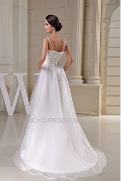 Sleeveless Satin Organza Taffeta Spaghetti Straps Wedding Dresses 2030398