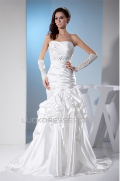 Sleeveless Sheath/Column Sweetheart Silk like Satin Sweet Wedding Dresses 2030403