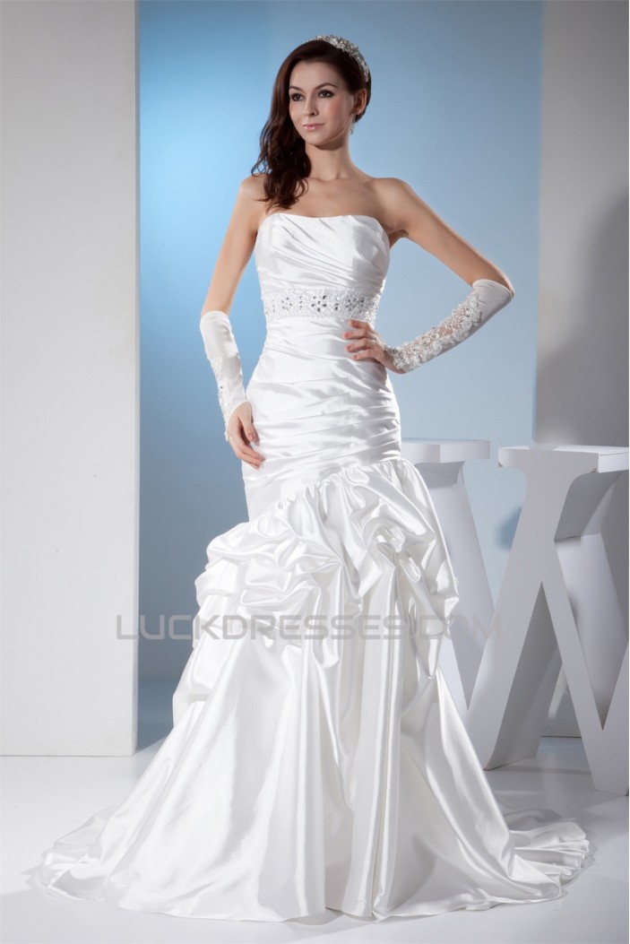 Sleeveless Sheath/Column Sweetheart Silk like Satin Sweet Wedding Dresses 2030403