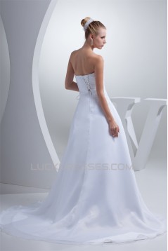 A-Line Sleeveless Soft Sweetheart Satin Satin Organza Reception Wedding Dresses 2030405