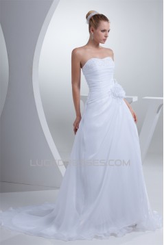 A-Line Sleeveless Soft Sweetheart Satin Satin Organza Reception Wedding Dresses 2030405