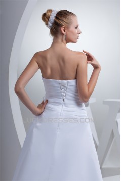 A-Line Sleeveless Soft Sweetheart Satin Satin Organza Reception Wedding Dresses 2030405