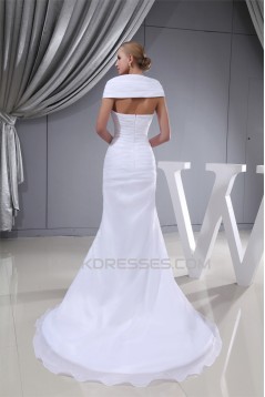 Sleeveless Square Sheath/Column Satin Organza Sweet Wedding Dresses 2030408