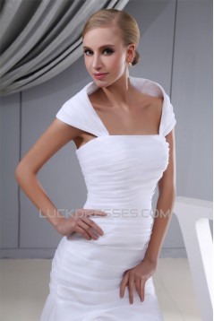 Sleeveless Square Sheath/Column Satin Organza Sweet Wedding Dresses 2030408