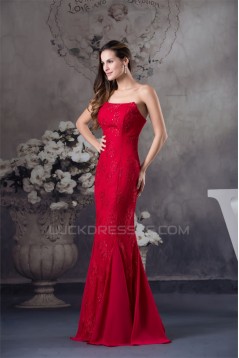Sleeveless Strapless Mermaid/Trumpet Chiffon Lace Silk like Satin Wedding Dresses 2030413