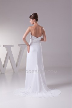 Sheath/Column Sweetheart Chiffon Beaded Wedding Dresses 2030424