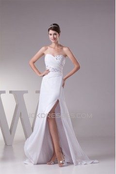 Sheath/Column Sweetheart Chiffon Beaded Wedding Dresses 2030424