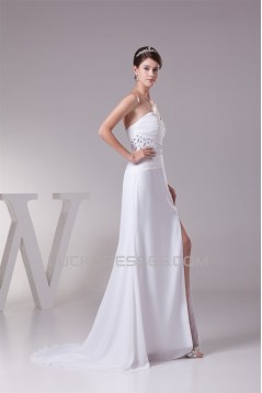 Sheath/Column Sweetheart Chiffon Beaded Wedding Dresses 2030424