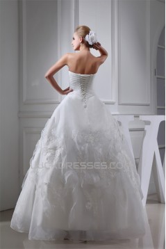 Sleeveless Sweetheart Satin Organza A-Line Sweet Wedding Dresses 2030427