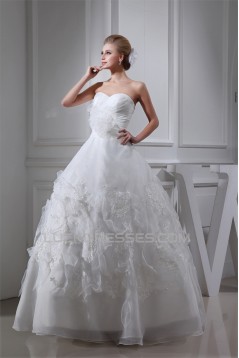 Sleeveless Sweetheart Satin Organza A-Line Sweet Wedding Dresses 2030427