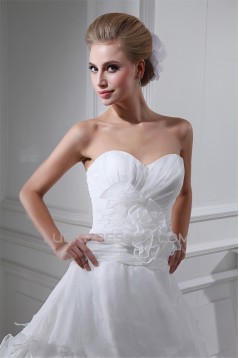 Sleeveless Sweetheart Satin Organza A-Line Sweet Wedding Dresses 2030427
