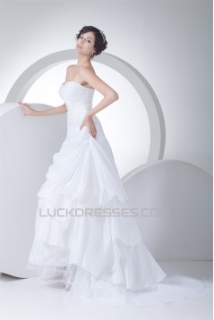 Sleeveless Sweetheart Taffeta Netting A-Line Best Wedding Dresses 2030432