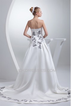 A-Line Soft Sweetheart Sleeveless Satin Wedding Dresses with Color 2030437