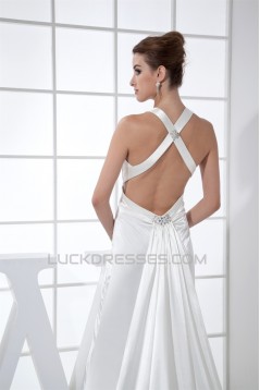 Sheath/Column Spaghetti Straps Elastic Woven Satin Wedding Dresses 2030440