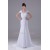 Sheath/Column Capped Sleeves Chiffon Silk like Satin Beaded Lace Wedding Dresses 2030442