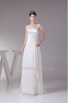 A-Line Strapless Chiffon Silk like Satin New Arrival Wedding Dresses 2030444