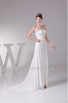 A-Line Strapless Chiffon Silk like Satin New Arrival Wedding Dresses 2030444