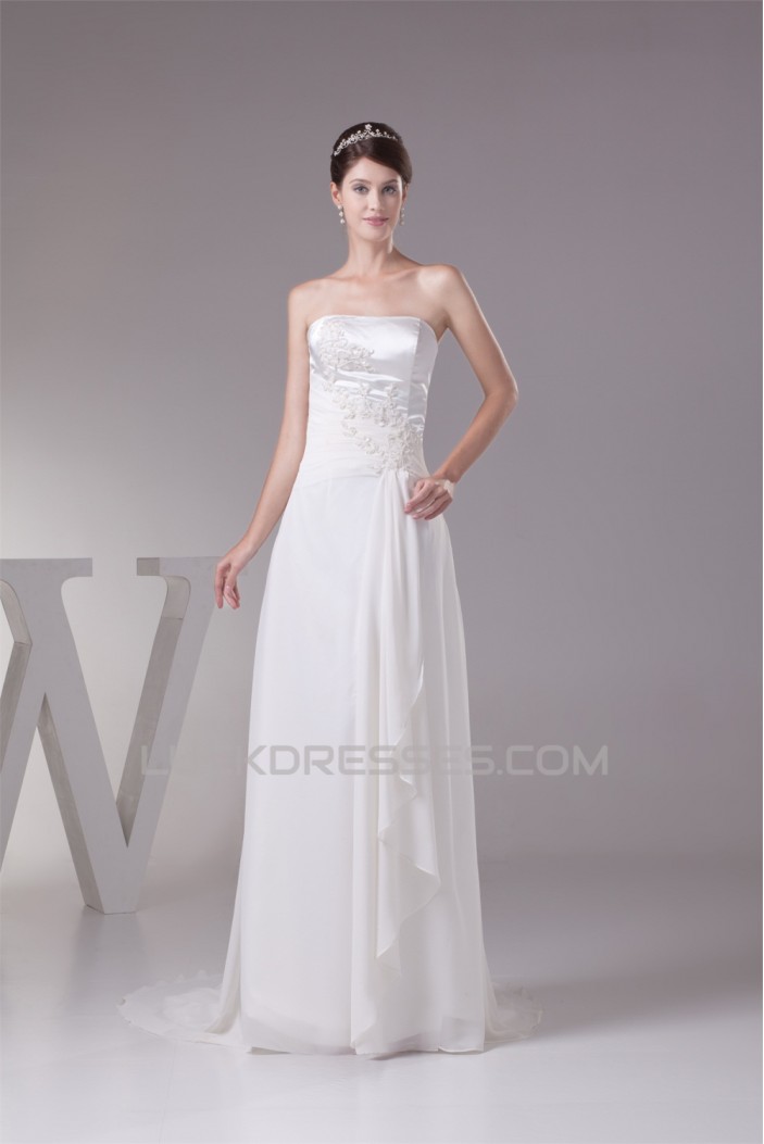 A-Line Strapless Chiffon Silk like Satin New Arrival Wedding Dresses 2030444