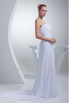 A-Line Strapless Sleeveless Chiffon Silk like Satin Sweet Wedding Dresses 2030445